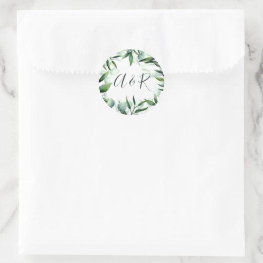 Groene eucalyptusbladeren ronde sticker (Tas)