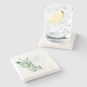 Groene eucalyptusbladeren stenen onderzetter (Zijkant)