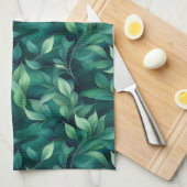 Groene eucalyptusbladeren theedoek (Quarter Fold)