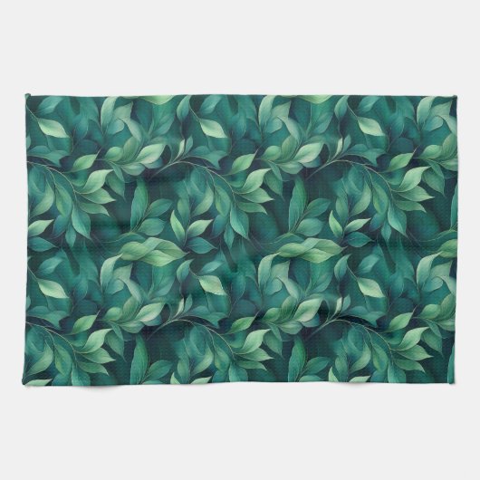 Groene eucalyptusbladeren theedoek (Horizontaal)
