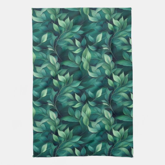 Groene eucalyptusbladeren theedoek (Verticaal)