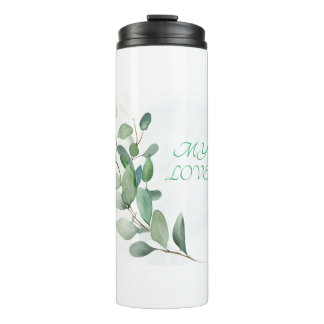 Groene eucalyptusbladeren thermosbeker