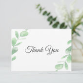 Groene eucalyptusbladeren. Woodland eenvoudige bru Bedankkaart (Staand voorkant)