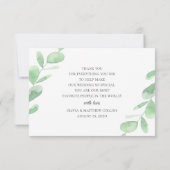 Groene eucalyptusbladeren. Woodland eenvoudige bru Bedankkaart (Achterkant)