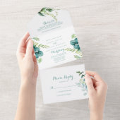 groene eucalyptusbruiloft all in one uitnodiging (Afscheurbaar)