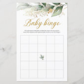 Groene eucalyptusgoud laat boho baby bingo spel (Voorkant)