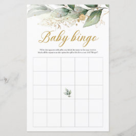 Groene eucalyptusgoud laat boho baby bingo spel