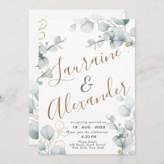 Groene eucalyptusgroene bloemtuin kaart (Voorkant / Achterkant)