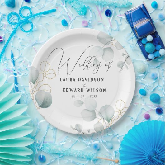 Groene eucalyptusgroene bloemtuin papieren bordje (Feest)