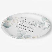 Groene eucalyptusgroene bloemtuin papieren bordje (Gekanteld)