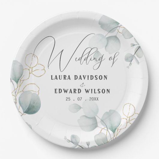 Groene eucalyptusgroene bloemtuin papieren bordje (Voorkant)