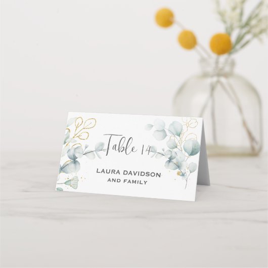 Groene eucalyptusgroene bloemtuin plaatskaartje (Achterkant)