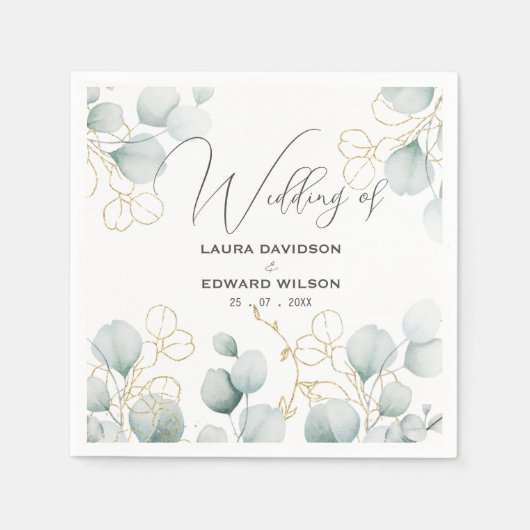 Groene eucalyptusgroene bloemtuin servet (Voorkant)