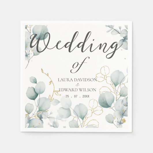 Groene eucalyptusgroene bloemtuin servet (Voorkant)