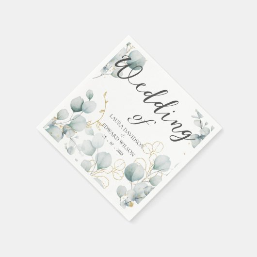 Groene eucalyptusgroene bloemtuin servet (Hoek)