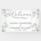 Groene eucalyptusgroene bloemtuin spandoek (Horizontaal)