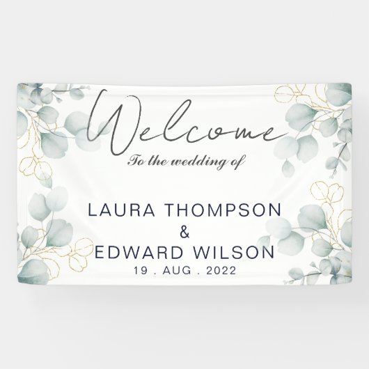 Groene eucalyptusgroene bloemtuin spandoek (Horizontaal)