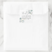 Groene eucalyptusgroene bloemtuin vierkante sticker (Tas)
