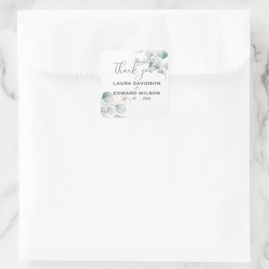 Groene eucalyptusgroene bloemtuin vierkante sticker (Tas)