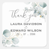 Groene eucalyptusgroene bloemtuin vierkante sticker (Voorkant)