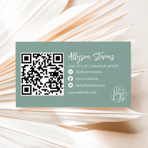 Groene eucalyptushaarmake-up foto logo qr code visitekaartje