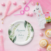 groene eucalyptuskalligrafie-bruiloft papieren bordje (Feest)