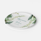 groene eucalyptuskalligrafie-bruiloft papieren bordje (Gekanteld)