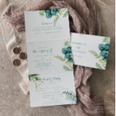 groene eucalyptuskalligrafie drieluik uitnodiging