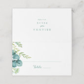  groene eucalyptuskalligrafie plaatskaartje (Buitenkant ongevouwen)