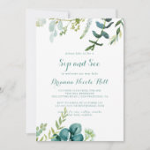 groene eucalyptuskalligrafie Sip en Zie Kaart (Voorkant)