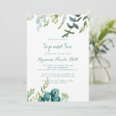  groene eucalyptuskalligrafie Sip en Zie Kaart (Staand voorkant)