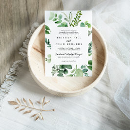 Groene Eucalyptuskalligrafie Traditioneel huwelijk Kaart