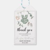 Groene eucalyptusmeisje baby shower dank je labels cadeaulabel (Voorkant)