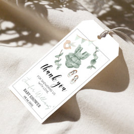 Groene eucalyptusmeisje baby shower dank je labels cadeaulabel