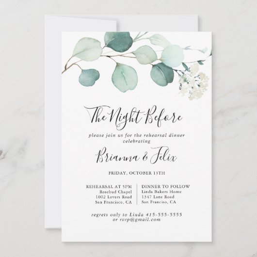 Groene Eucalyptusnacht voor repetitie Kaart (Voorkant)