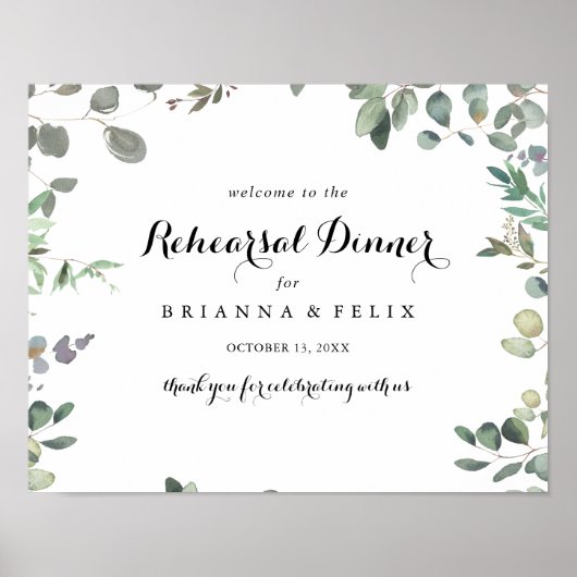 Groene Eucalyptusrepetitie: Welkomstbord Poster (Voorkant)