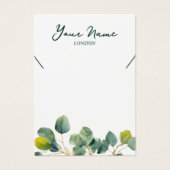 Groene eucalyptustak bladzijde ketting display visitekaartje (Voorkant)