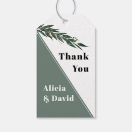 Groene eucalyptusvertakking met bladeren cadeaulabel