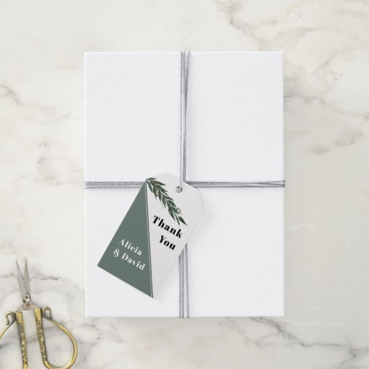 Groene eucalyptusvertakking met bladeren cadeaulabel (Met Touw)