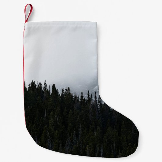 GROENE EVERGREEN BOMEN ONDER EEN CLOUDY SKY KLEINE KERSTSOK (Voorkant)