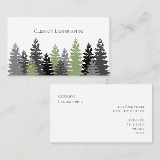 Groene Evergreen Trees Elegant Professional Visitekaartje (Voorkant / Achterkant)
