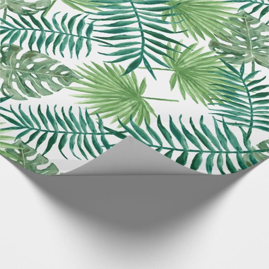 Groene exotische bladeren cadeaupapier (Hoek)
