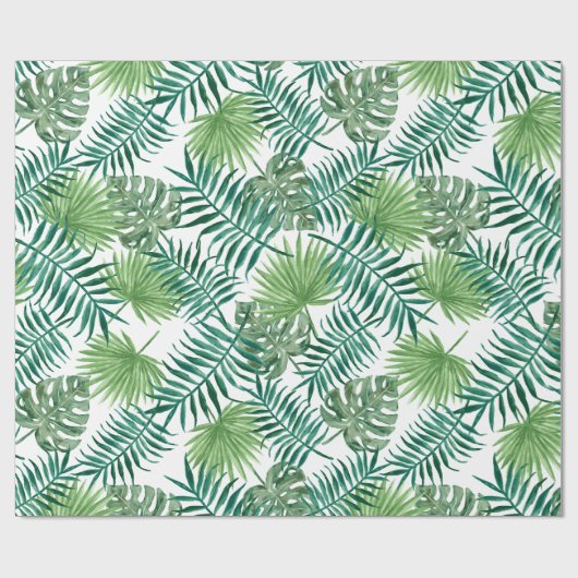 Groene exotische bladeren cadeaupapier (Vlak)