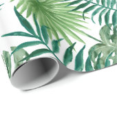 Groene exotische bladeren cadeaupapier (Rol Hoek)