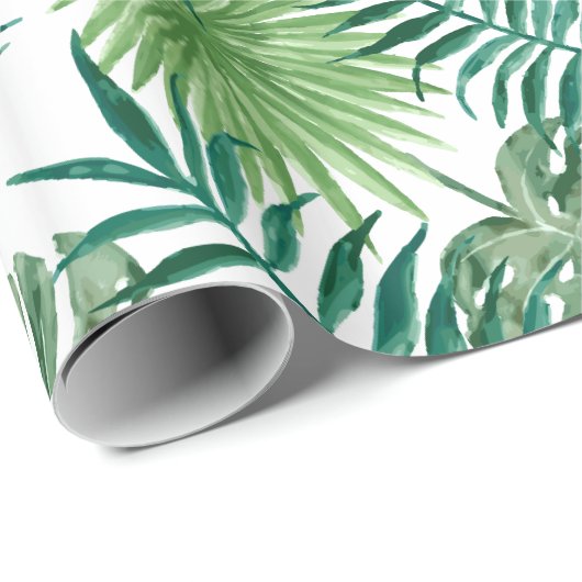 Groene exotische bladeren cadeaupapier (Rol Hoek)