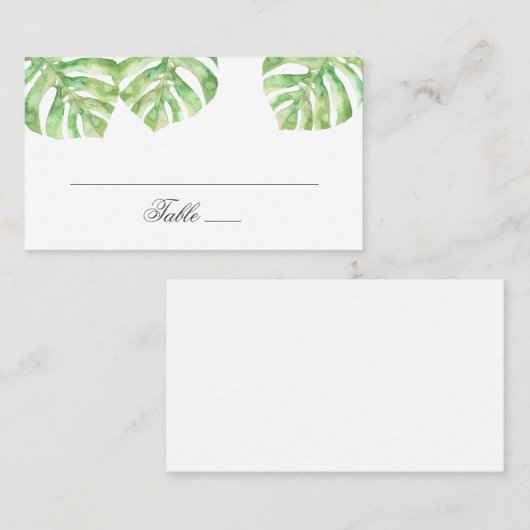 Groene exotische bladeren. Zomer tropische bruilof Plaatskaartje (Voorkant / Achterkant)