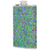 Groene 'Eyeball' Psychedelic Retro Tiles Pattern Heupfles (Links)
