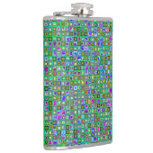 Groene 'Eyeball' Psychedelic Retro Tiles Pattern Heupfles (Rechts)
