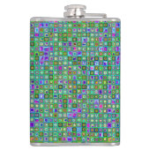 Groene 'Eyeball' Psychedelic Retro Tiles Pattern Heupfles (Achterkant)