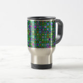 Groene 'Eyeball' Psychedelic Retro Tiles Pattern Reisbeker (Voorkant rechts)